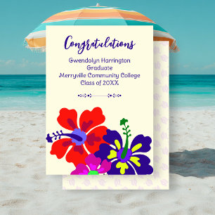 Anpassad examensannonsering Hibiskuskonst Ecru