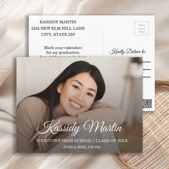 Anpassad examensfoto Spara datum Vykort (Graduation Save the Date photo postcard)