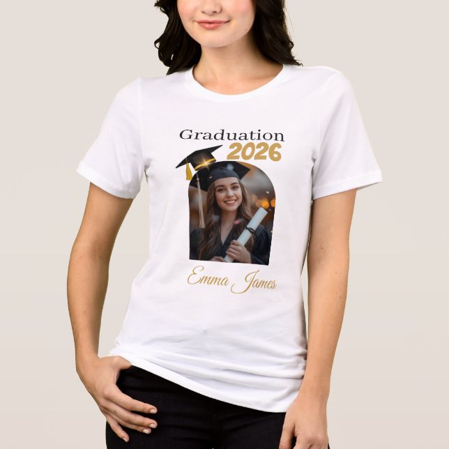 Anpassad examensfoto T-shirt Klass 2026 (Framsida)