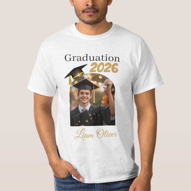 Anpassad examensfoto T-shirt Klass 2026 (Framsida)
