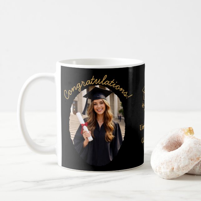 Anpassad examensfotokopp Grattis Kaffemugg (Med munk)
