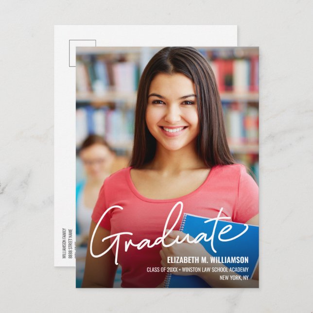 Anpassad examenshögtid för juridikstudenter med eg meddelande vykort (Fram/baksida)