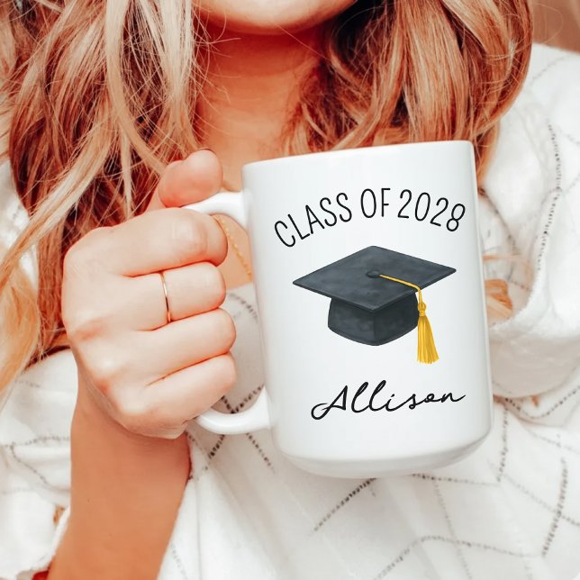 Anpassad examensmugg för henne eller honom kaffemugg (Custom Name Graduation Mug Gift for Him or Her, Custom Graduation Gift Mug for College Students)