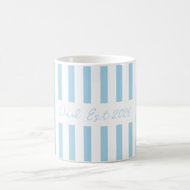 Anpassad fader-mugg, blårandig babyannonseringsmug kaffemugg (Center)
