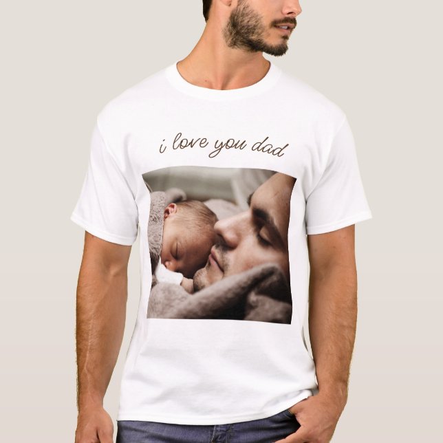 Anpassad faderns dag T-shirt med foto och text - J (Framsida)