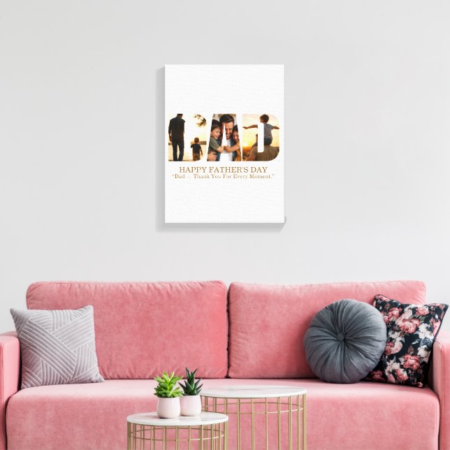 Anpassad fadersdags fotokollagekort canvastryck (Insitu (Vardagsrum))