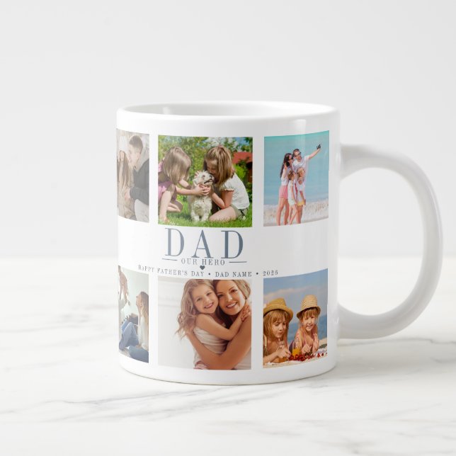 Anpassad fadersdagsfoto collage för pappa jumbo mugg (Höger)