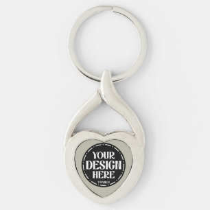 Anpassad faderskattespresentdesign twisted heart silverfärgad nyckelring