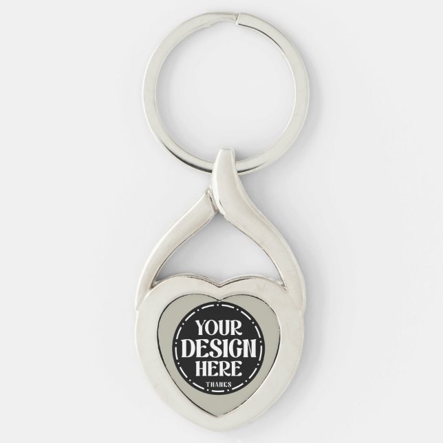 Anpassad faderskattespresentdesign twisted heart silverfärgad nyckelring (Framsidan)