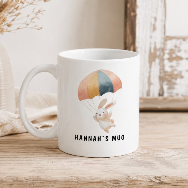 Anpassad Fallskärmskanin Mugg med Namn (Custom Parachute Bunny Mug with Name)