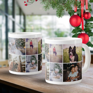 Anpassad familj 8 Foto Collage Holiday Minne Jumbo Mugg
