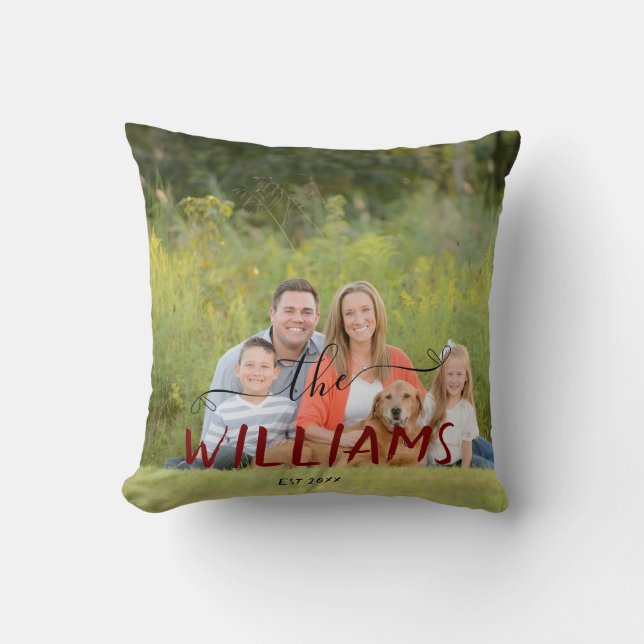 Anpassad familj Fancy Heart Script Enkel Kudde (Framsida)