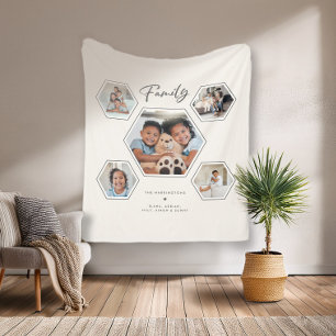 Anpassad familj multi 5 fotokollagegalleri fleecefilt