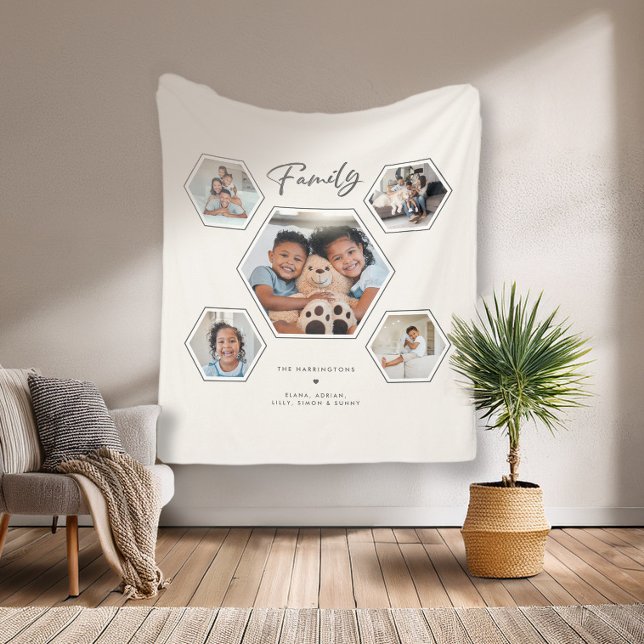 Anpassad familj multi 5 fotokollagegalleri fleecefilt (Skapare uppladdad)