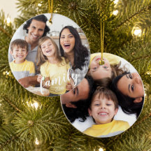 Anpassad FAMILJ (vit text) 2-Foto Minne