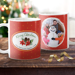 Anpassad familje jul poinsettia foto kaffemugg