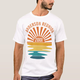 Anpassad Familjeåterträff Retro Solnedgång T Shirt