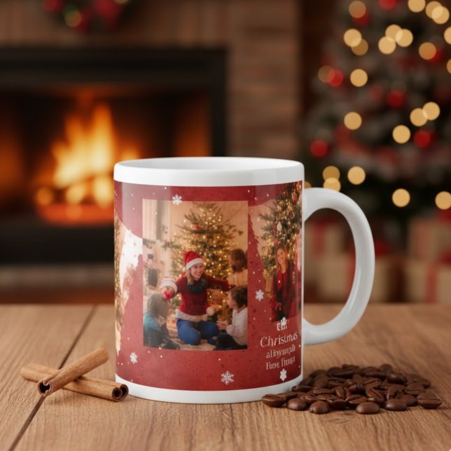 Anpassad familjebildsgåva för jul och vinter jumbo mugg (Skapare uppladdad)