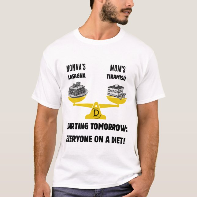 Anpassad familjedilemma: Lasagne kontra Tiramisuba T Shirt (Framsida)