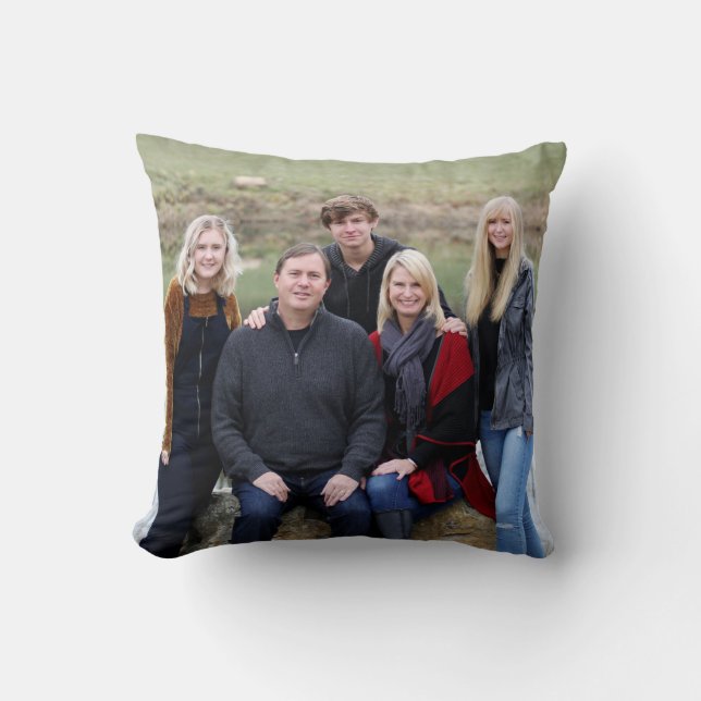 Anpassad familjefoto-citat Rustik trä dubbelsidig Kudde (Framsida)