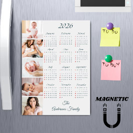 Anpassad familjefoto Collage 2026 kalender Magnet