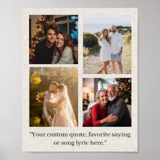 Anpassad familjefoto collage citat linnebakgrund poster