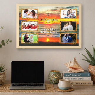 Anpassad familjefoto collage Strand solnedgång 173 Poster