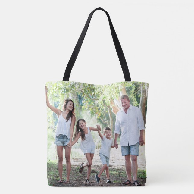 Anpassad familjefoto dubbelsidig tote tygkasse (Baksida)