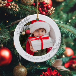 Anpassad familjefoto Elegant snöflinga jul Julgransprydnad Keramik