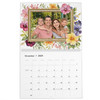 Anpassad familjefoto färgrik blomster kalender