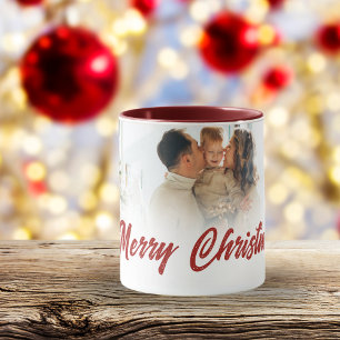 Anpassad familjefoto God Jul-present Mugg