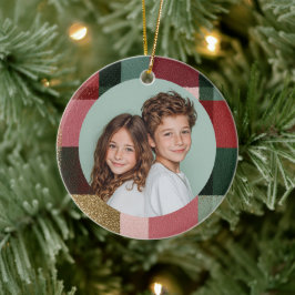Anpassad familjefoto jul keramisk prydnad julgransprydnad keramik
