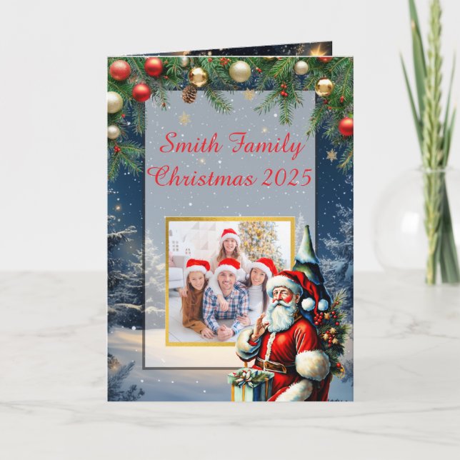 Anpassad familjefoto julkort kort (Framsida)