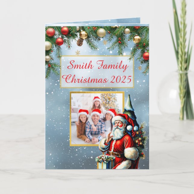 Anpassad familjefoto julkort kort (Framsida)