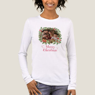 Anpassad familjefoto krans Glad jul T Shirt