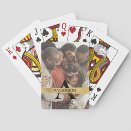 Anpassad familjefoto med guldmonogramnamn casinokort