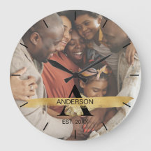 Anpassad familjefoto med guldmonogramnamn