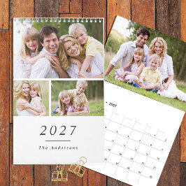 Anpassad familjefoto minimalistisk 2027-kalender kalender