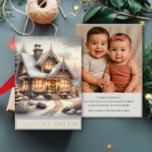 Anpassad familjefoto mysig julstuga