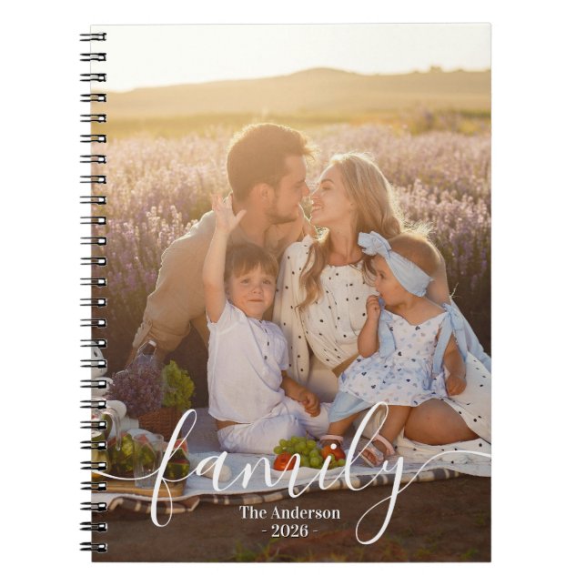 Anpassad familjefoto – Personlig efternamn  Anteckningsbok (Framsidan)
