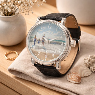 Anpassad familjefoto sommarlov text vit armbandsur