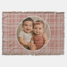 Anpassad familjefoto Terrakotta Beige Plaid Holida