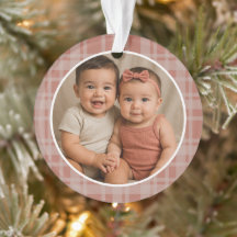 Anpassad familjefoto Terrakotta Beige Plaid Jul