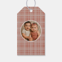 Anpassad familjefoto Terrakotta Beige Plaid Jul
