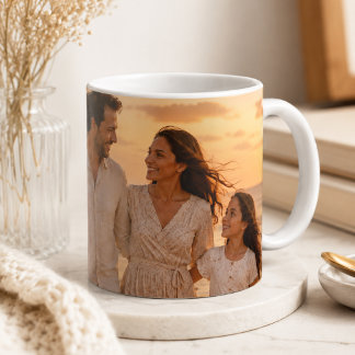 Anpassad familjefoto Wrap-around Minnespresent Kon Kaffemugg