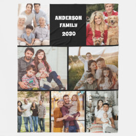 Anpassad familjefotocollage Elegant present Svart Fleecefilt