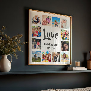 Anpassad familjefotocollage Personlig vit Poster