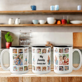 Anpassad familjefotokollage med 20 bilder Familjen Två-Tonad Mugg