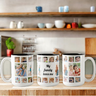 Anpassad familjefotokollage med 20 bilder Familjen Två-Tonad Mugg