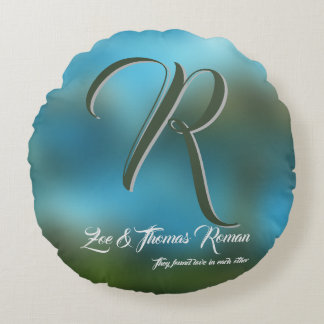 Anpassad familjegåva för husuppvärmning rund kudde